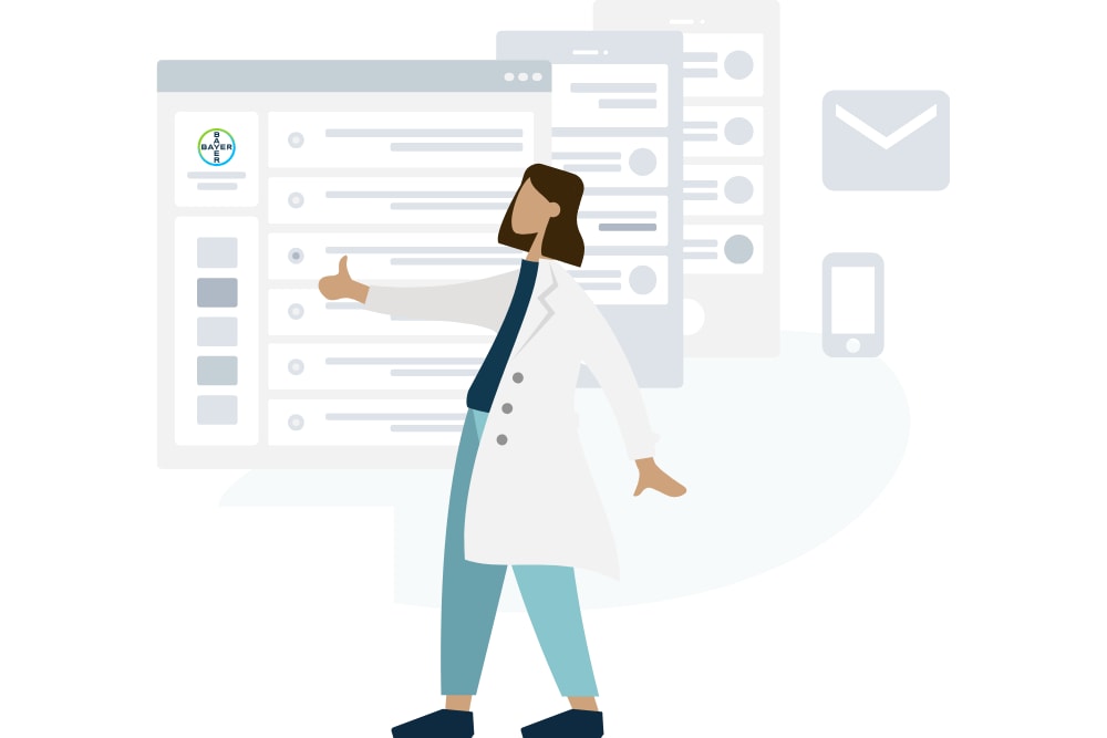 Consent Formular: Illustrierte Abbildung HCP vor Website