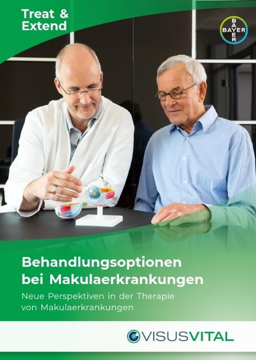 Cover VisusVital Broschüre Treat & Extend bei Makuladegeneration 520x730px